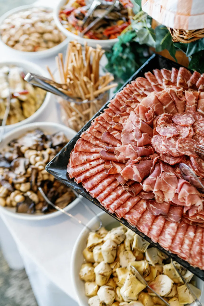 Dried meats and vegetable platters