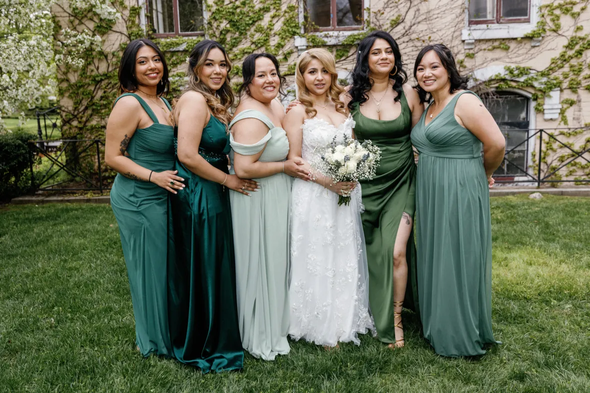 Bride with bridesmaids