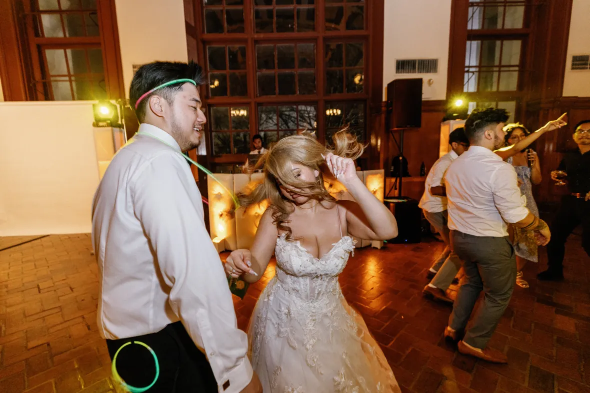 Bride and groom dancing