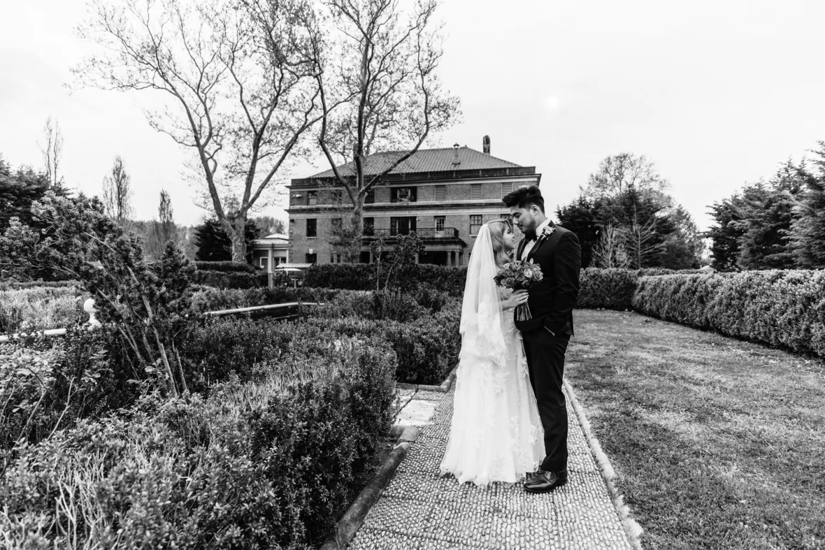 Black and white wedding portrait