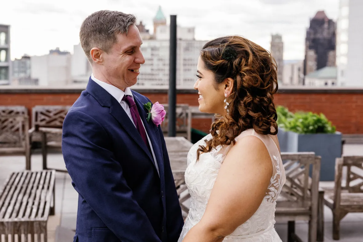 Rooftop wedding portrait