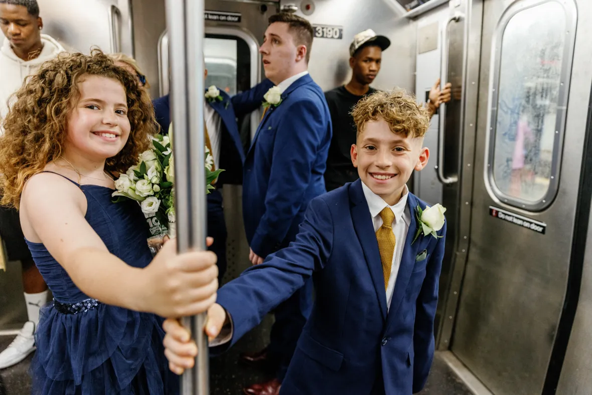 Couples children in subway