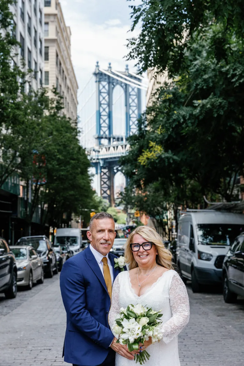 Elopement portrait in DUMBO Brooklyn