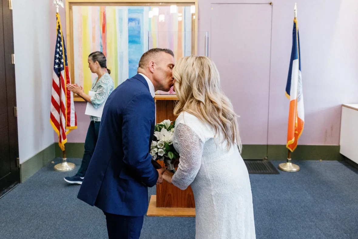 First wedding ceremony kiss