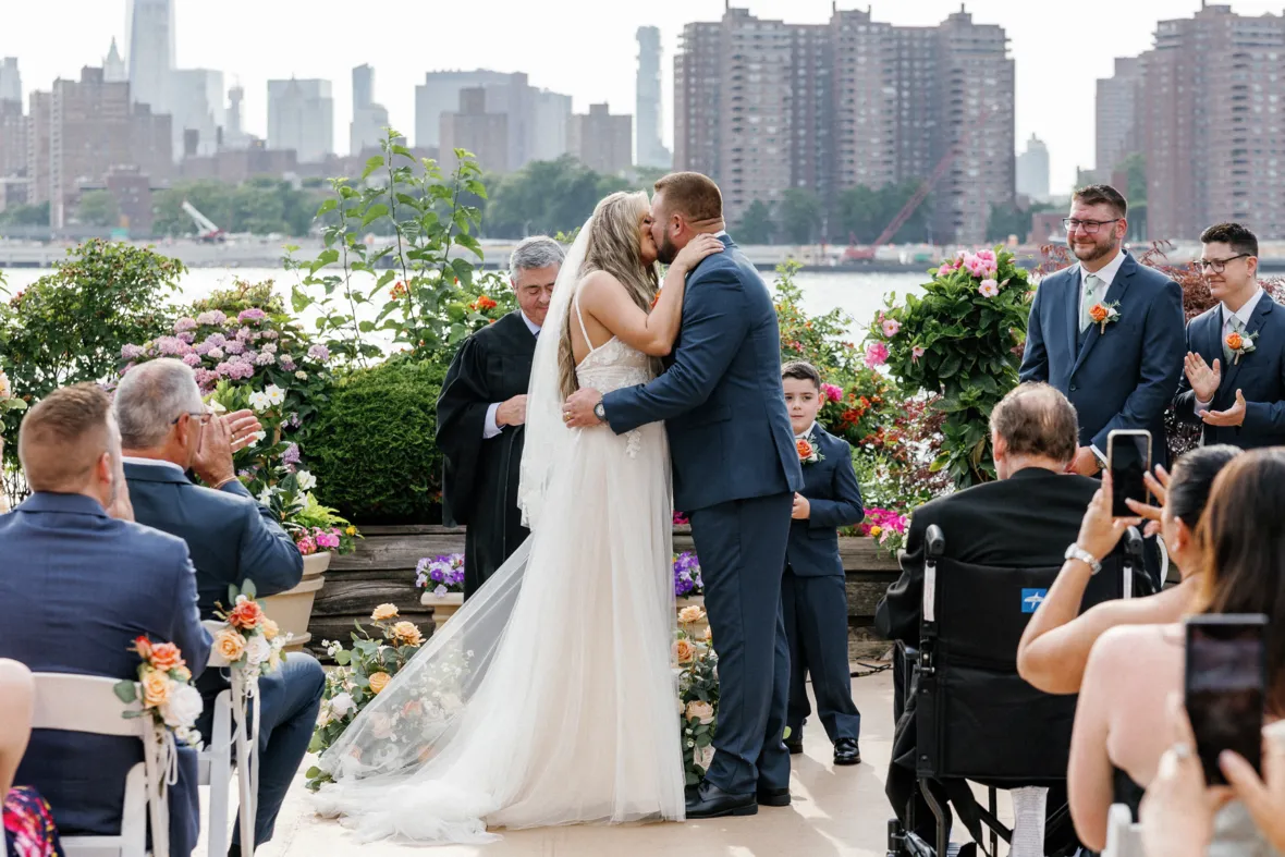 First wedding ceremony kiss