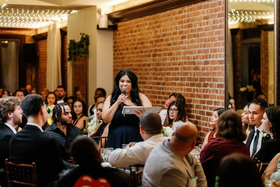 Maid of honor giving toast