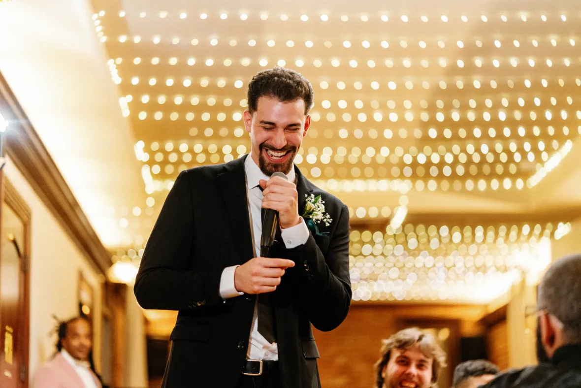 Best man giving toast