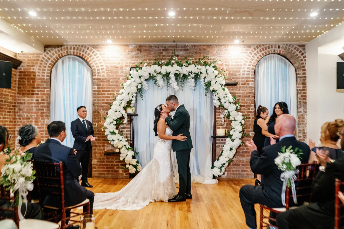 First wedding ceremony kiss