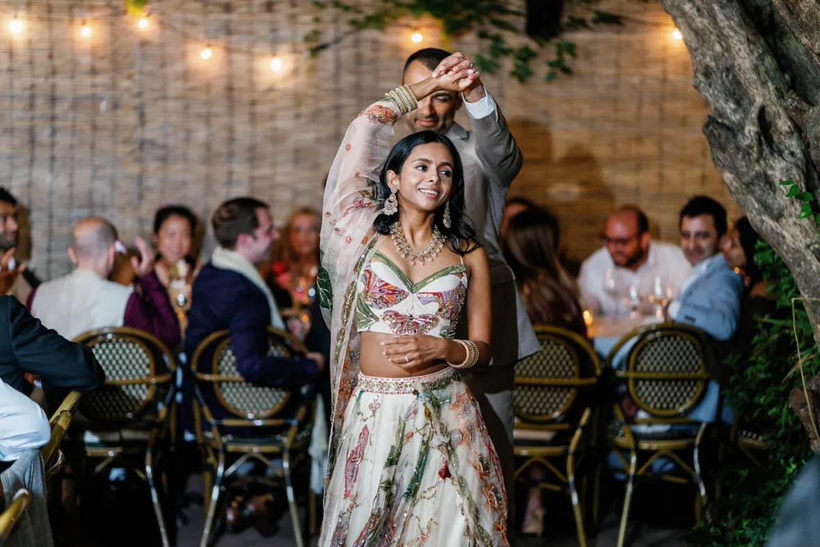 Indian bride and groom first wedding dance