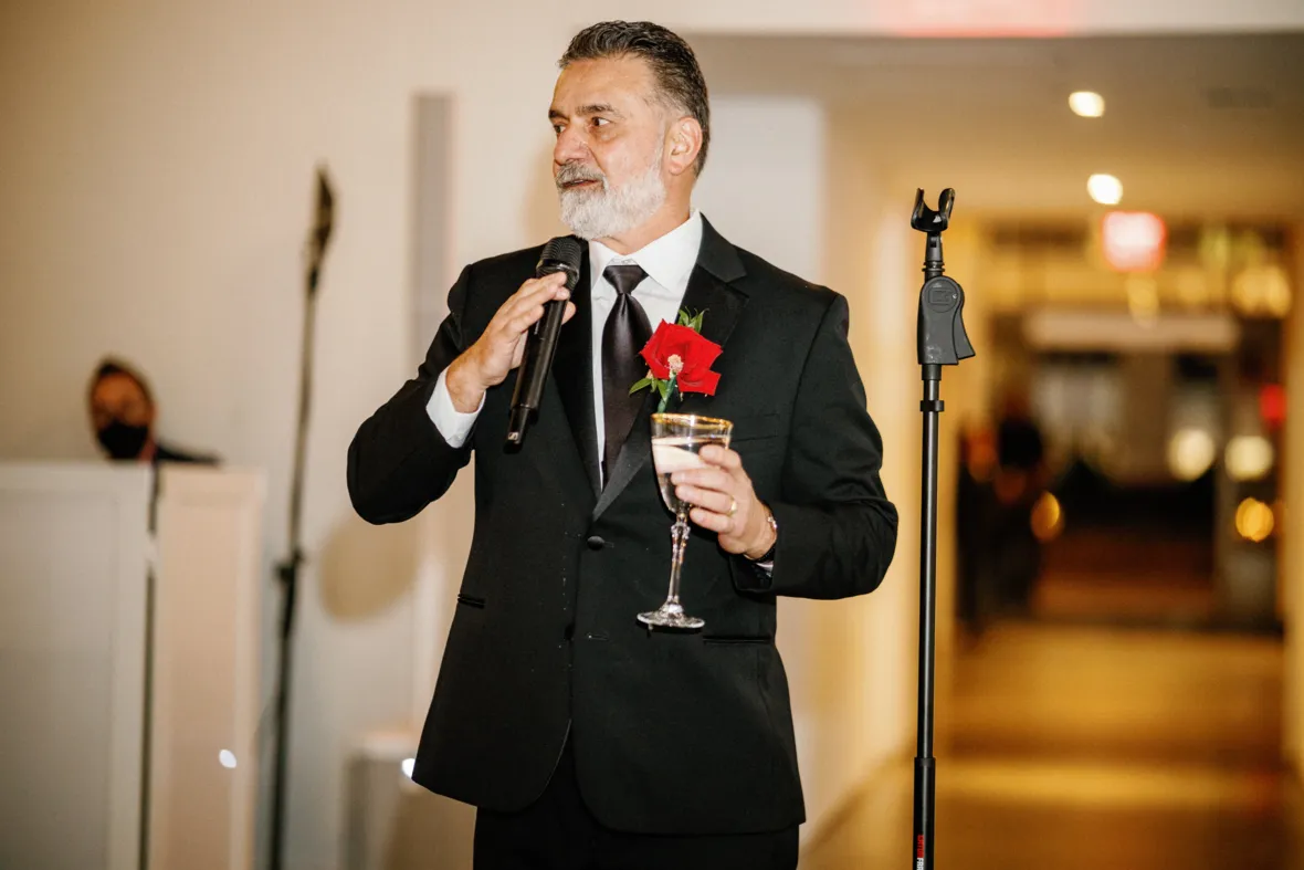 Best man giving a wedding toast