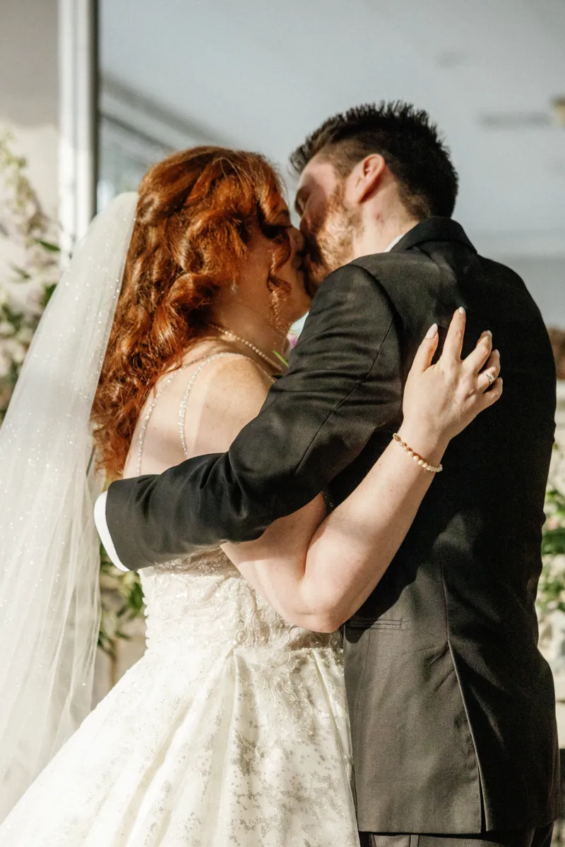 First wedding ceremony kiss